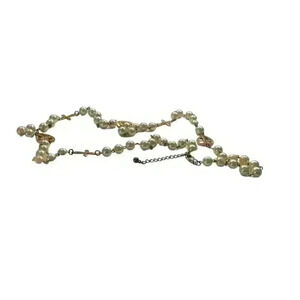 Religious faux pearl necklace with religious symbols 38 Inches long
